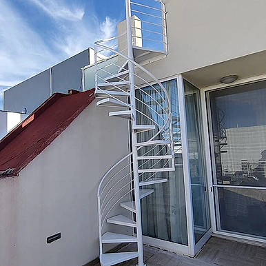 white spiral staircase